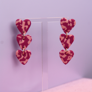 Pendientes Triple Corazón Terrazzo