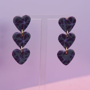 Pendientes Triple Corazón edición limitada Mosaico Morado