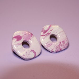 Pendientes Donetes Marmolados Blanco/Fucsia