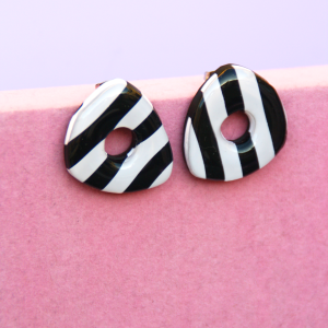 Pendientes Nébula Rayas Blanco/Negro