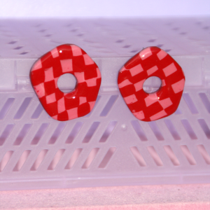 Pendientes Donuts Cuadros Rosa y Rojo