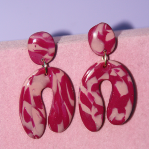 Pendientes Herradura Maxi Marmolado Rosa