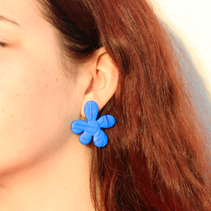 Pendientes Flower Power Relieve Azul