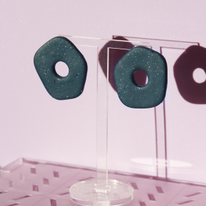 Pendientes Donuts Azul Noche Glitter