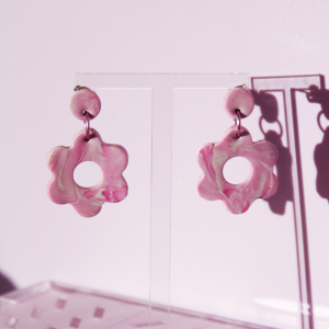 Pendientes Flores Midi  Marmolado Lavanda