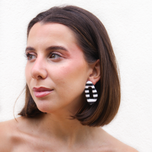 Pendientes Loop Rayas Blanco y Negro