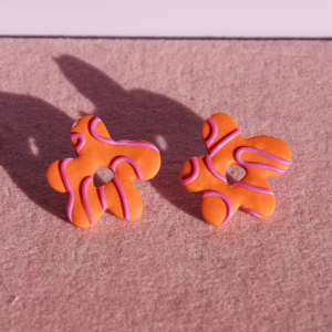 Pendientes Flora Relieve Naranja Morado